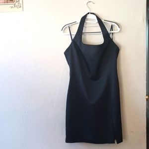 Cach'e Black Size 10 Front Slit Halter Dress